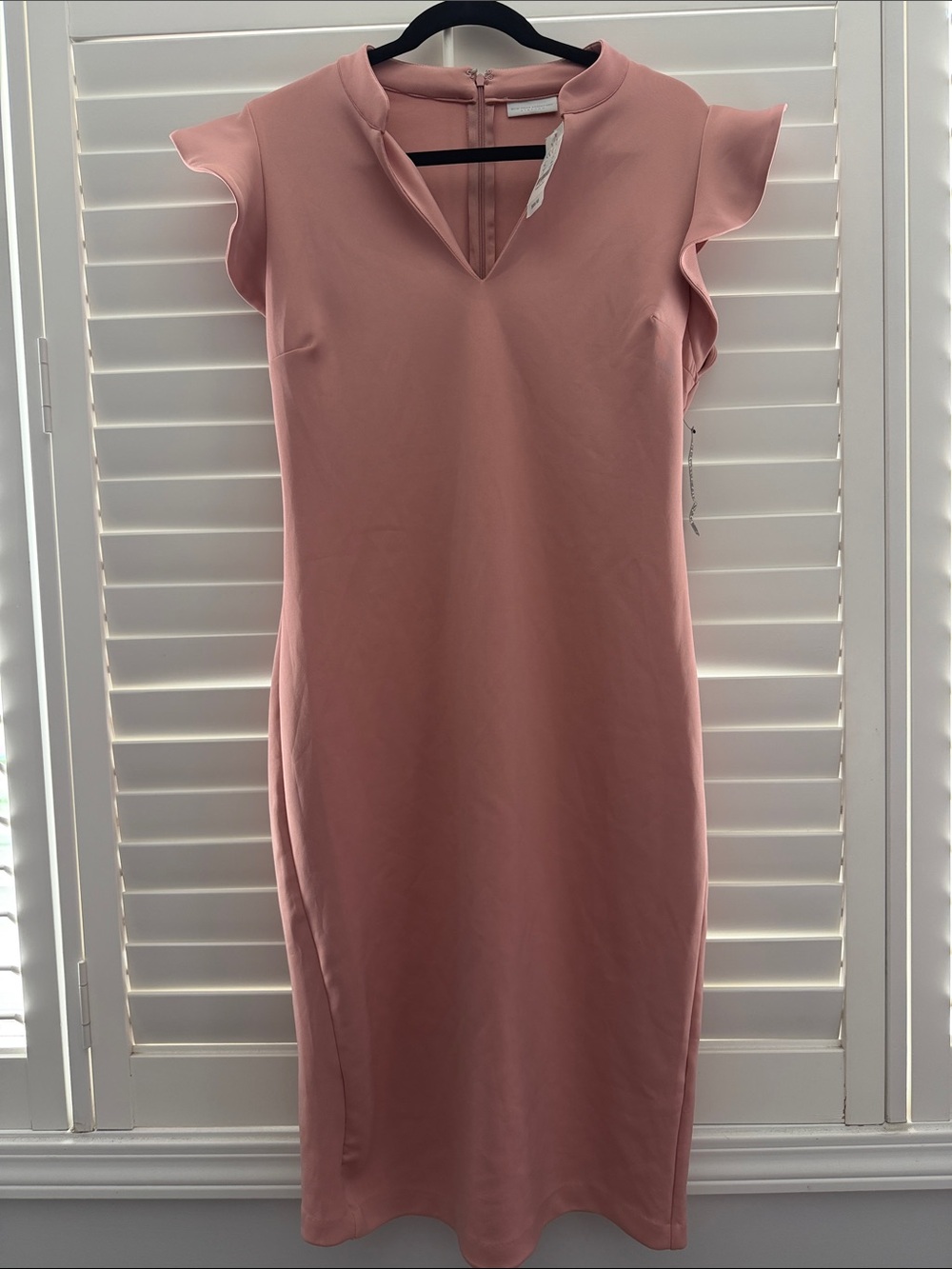 New York & Company Blush Pink Flutter Sleeve Midi Dress